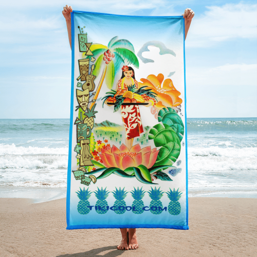 Retro Tropical Feast Lux Beach & Bath Towel